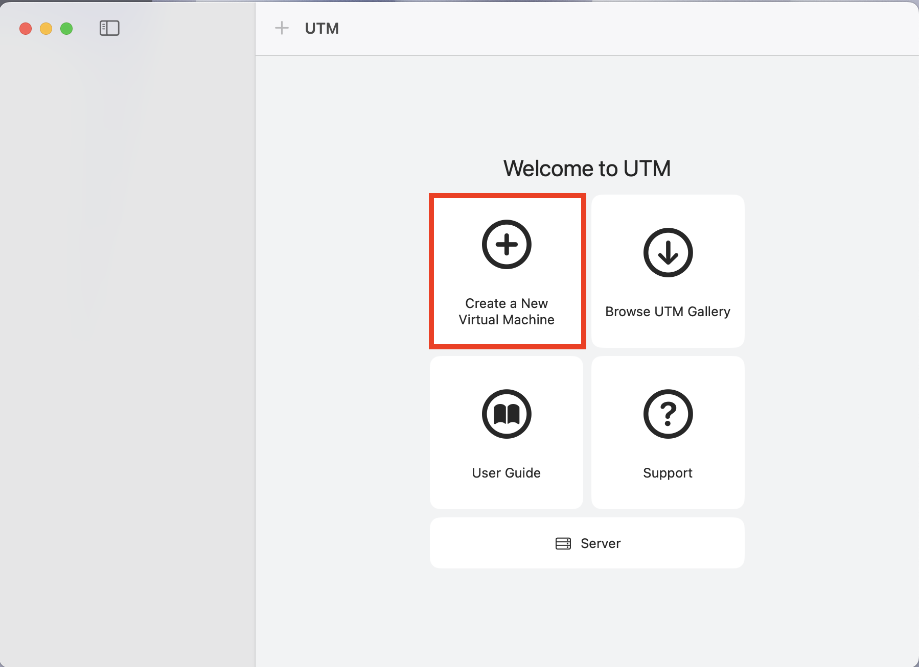 UTM create new VM