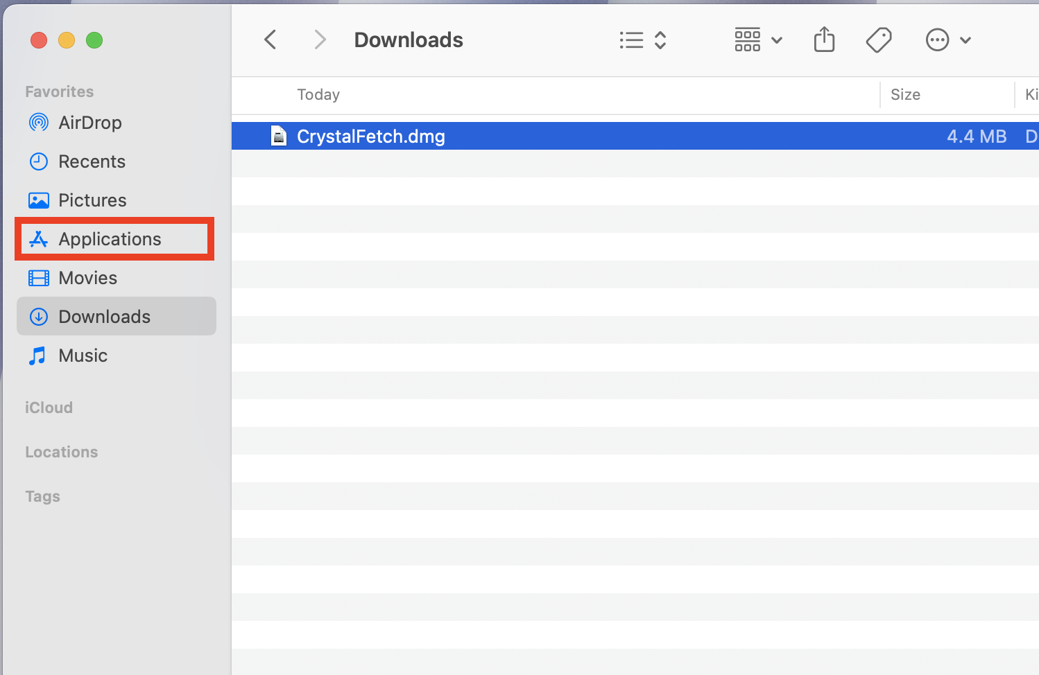 Paste CrystalFetch to Applications